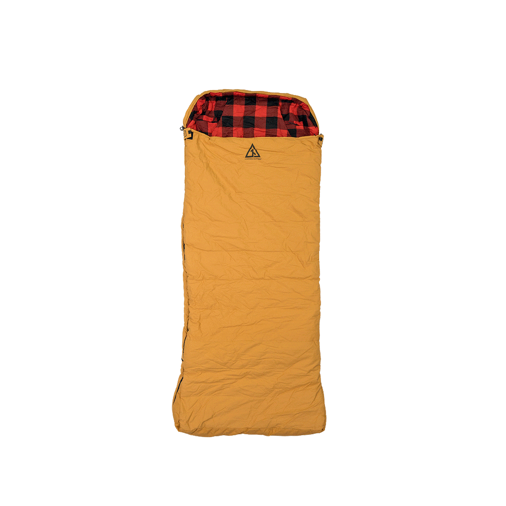 Canvas Cutter Bunker Bag sleeping bag animation laid flat showing full length design and canvas shell