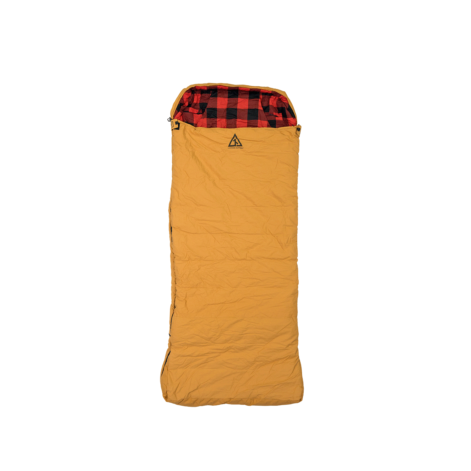 Canvas Cutter Bunker Bag sleeping bag animation laid flat showing full length design and canvas shell