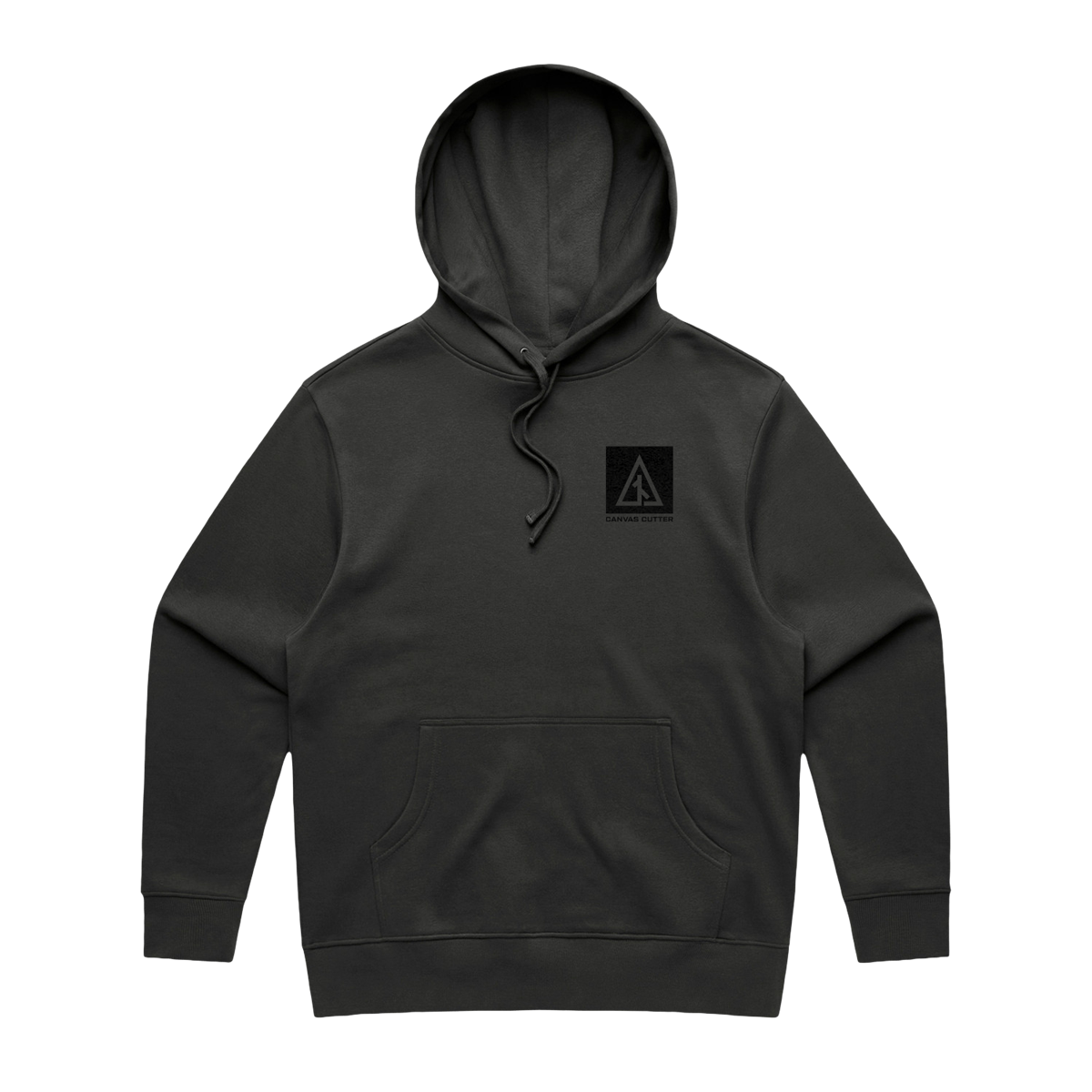 Front view of the Canvas Cutter Eclipse Hoodie showing a heavyweight cotton blend pullover with a relaxed fit