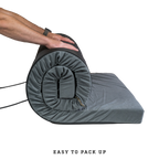 rolling up portable camping foam sleeping pad with built in compression straps