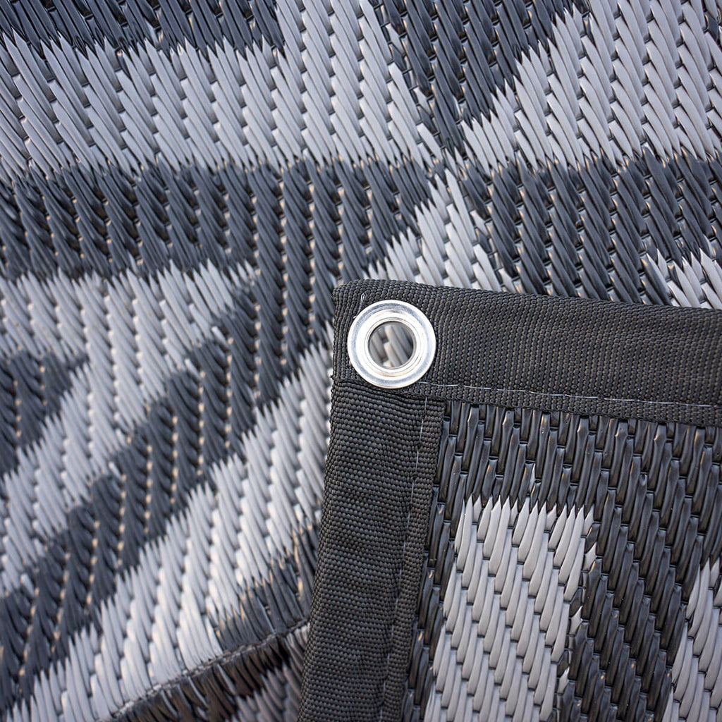 Close up of grommet and reinforced edge on the Canvas Cutter Barrier Mat