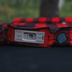 Side view of the Bedrock Pad showing thickness and quick inflation setup
