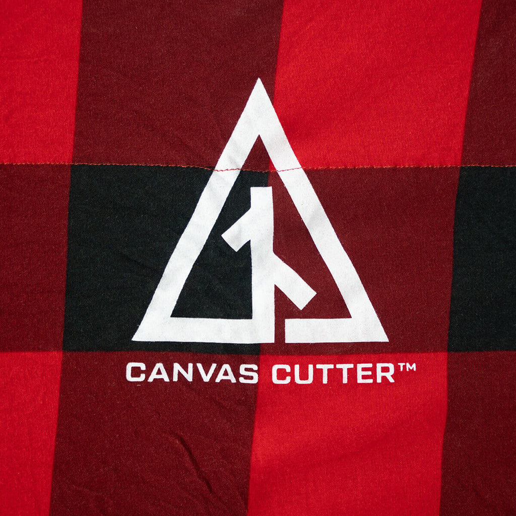 Canvas Cutter logo printed on the Buffalo Plaid Foam Cover fabric