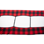 Buffalo Plaid Foam Cover laid open showing fitted shape for foam mattress