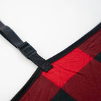 Edge and strap detail on the Buffalo Plaid Foam Cover showing secure fit