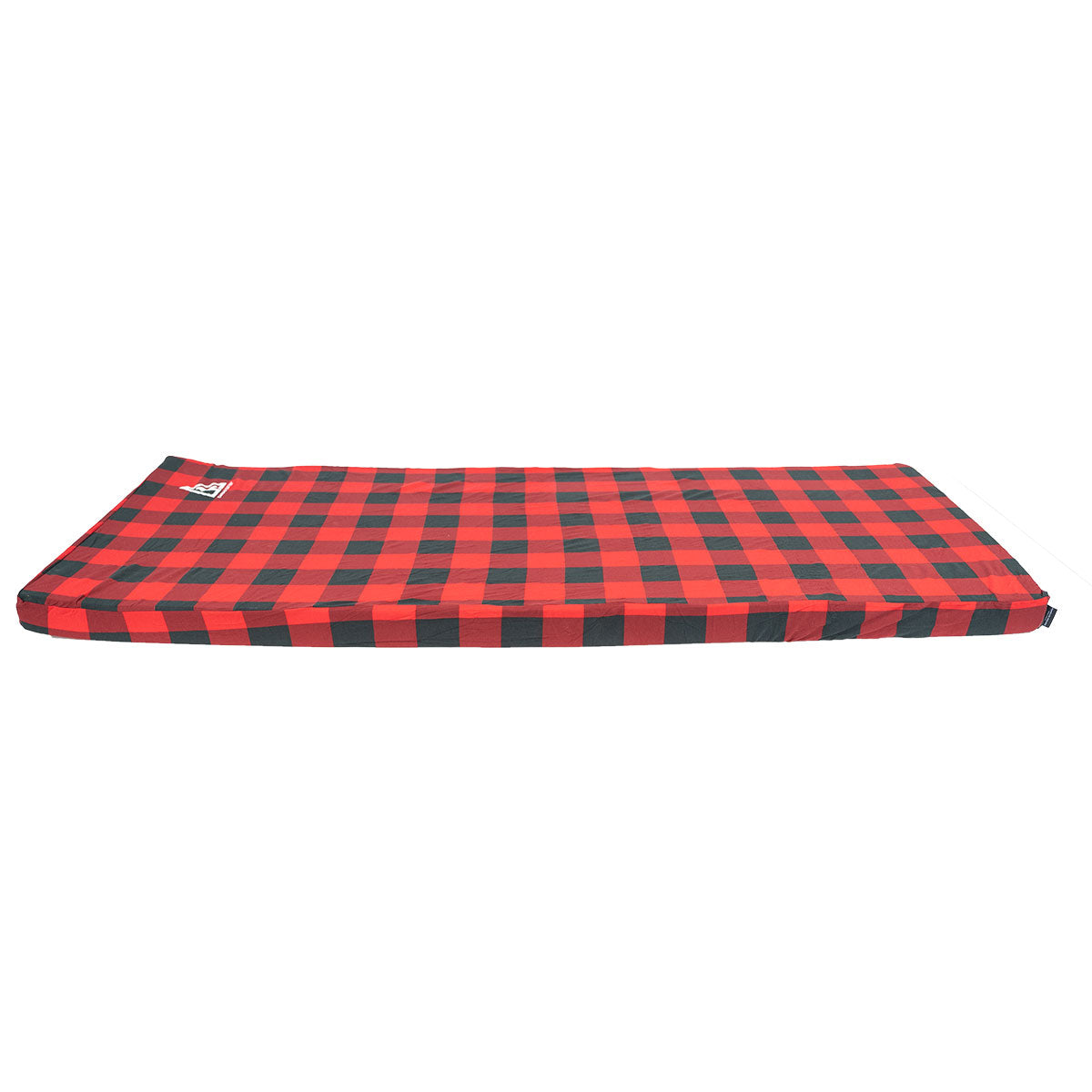 Buffalo Plaid Foam Cover laid flat showing full mattress coverage and pattern