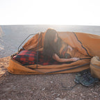 Canvas Cutter Bunker Bag opened in use outdoors showing interior space and cold weather comfort inn 0 degree weather