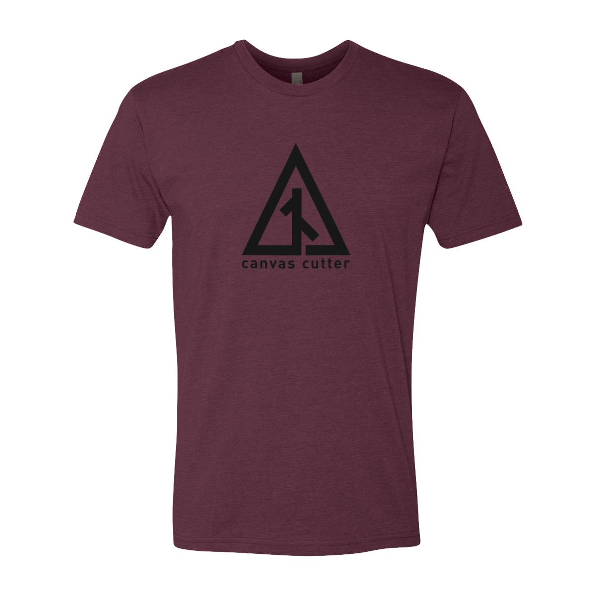 Front view of the Canvas Cutter Icon Maroon Tee showing a soft and comfortable unisex t shirt