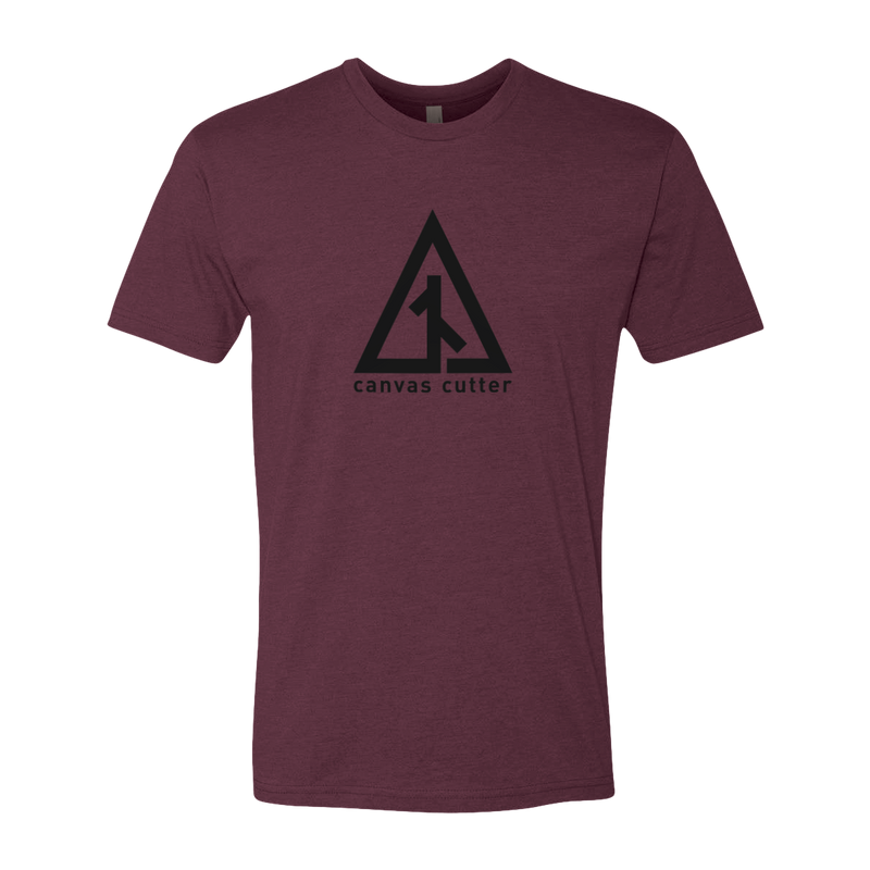 Front view of the Canvas Cutter Icon Maroon Tee showing a soft and comfortable unisex t shirt