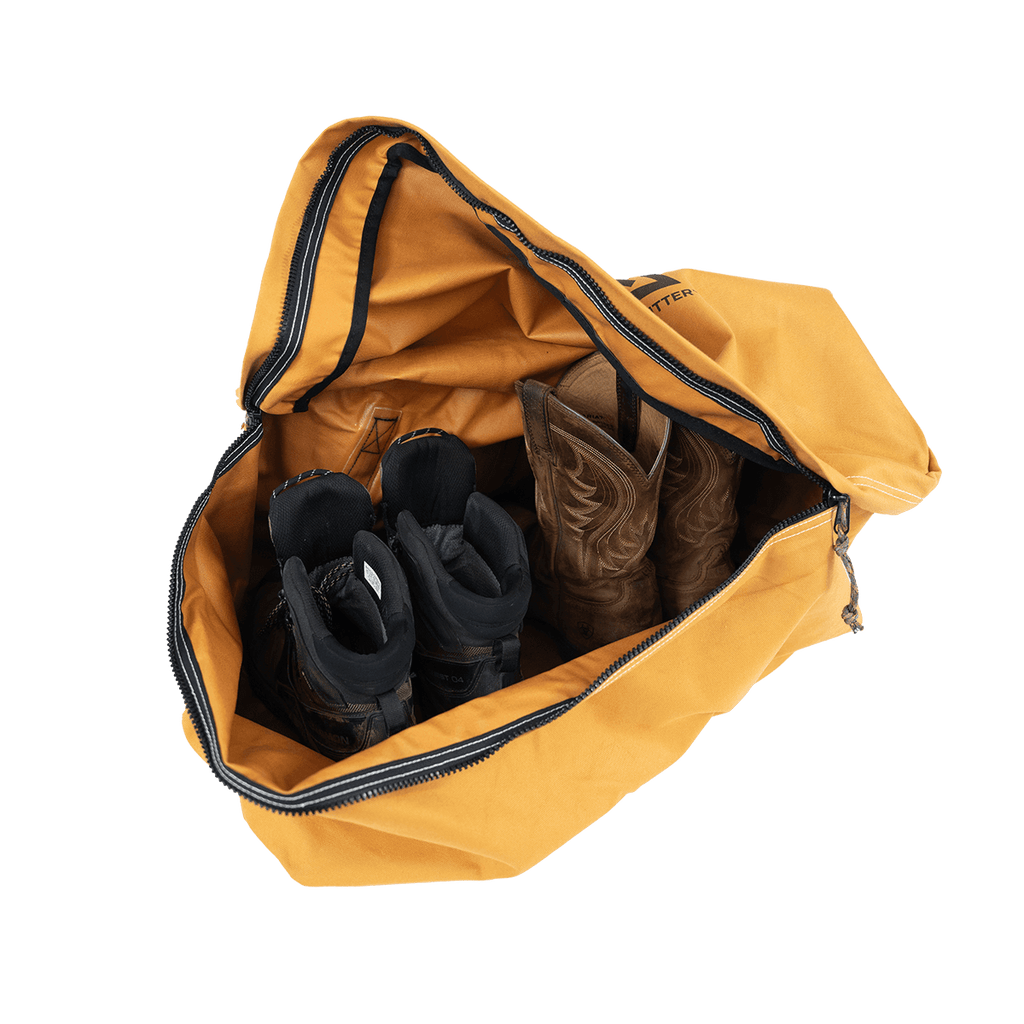 Canvas Cutter Locker open showing boots stored inside weather-resistant canvas bag