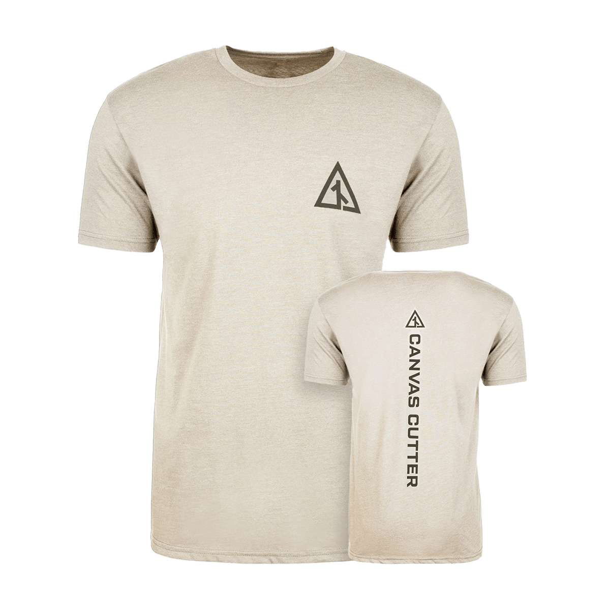 Front and back view of the Canvas Cutter Simple Tee showing clean logo placement and classic fit