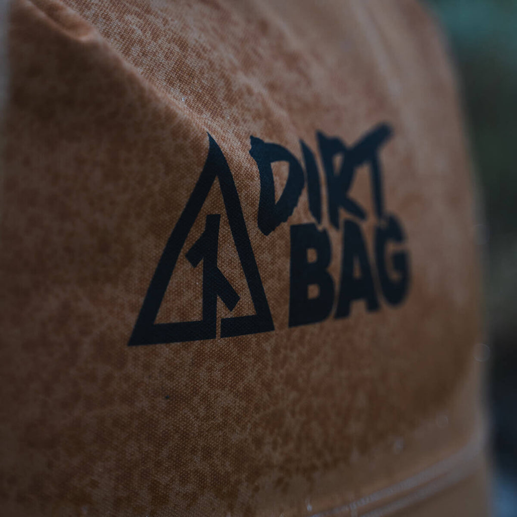 Dirt Bag logo printed on rugged canvas material