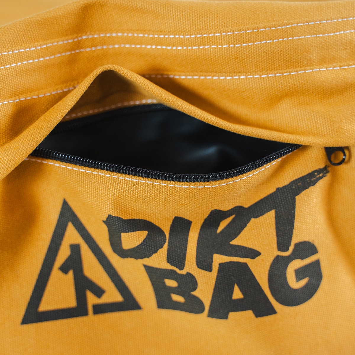 Close up of Dirt Bag stash pocket for placing your belongings