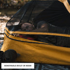 Removable built in mesh screen on the Dominator 3.0 bedroll keeping insects out while maintaining airflow