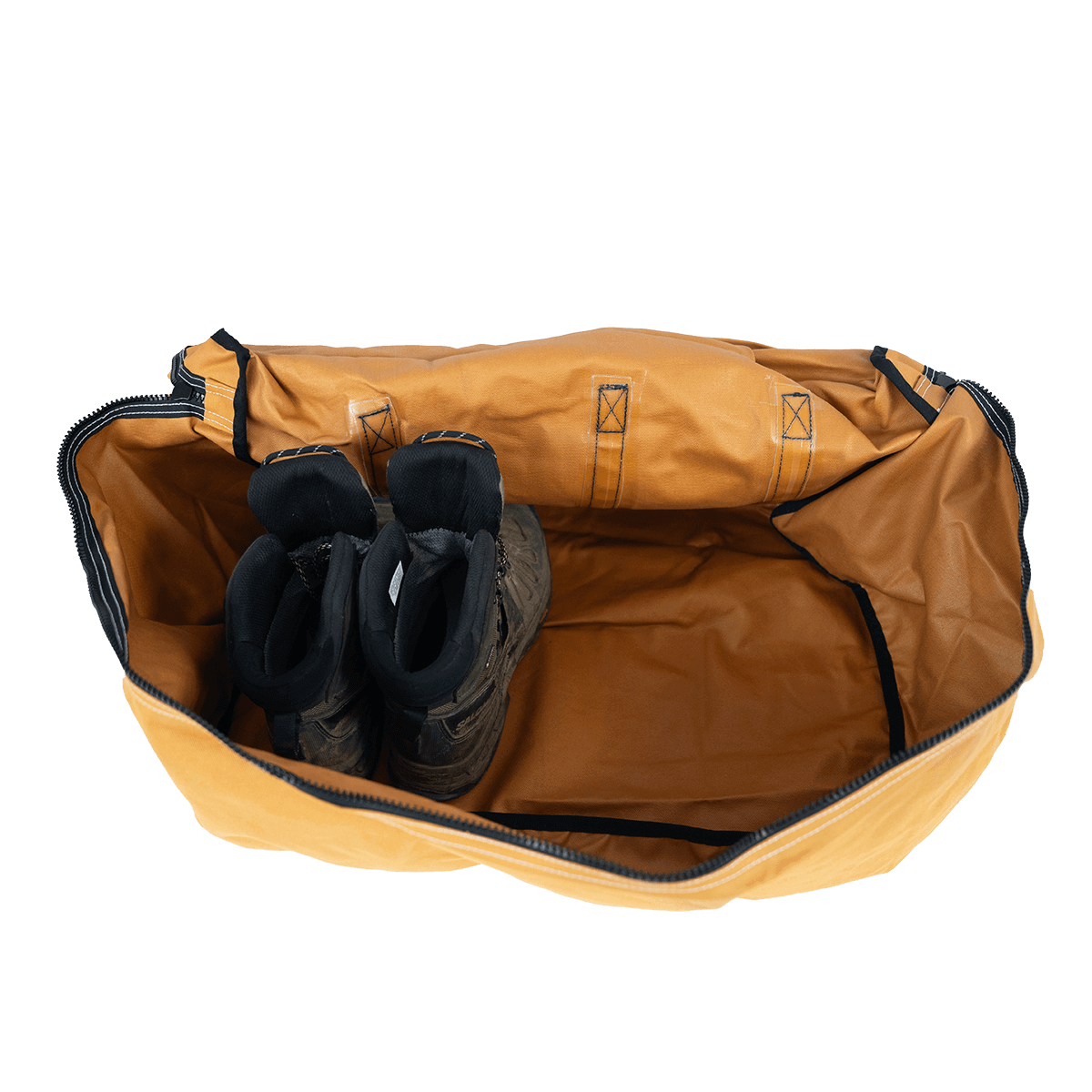 Interior view of The Locker showing storage space for boots and personal gear