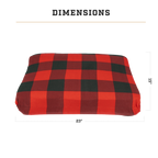 R.E.M. camping pillow with dimensions displayed to show size and fit for outdoor sleep systems