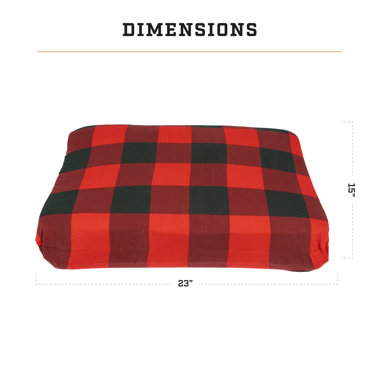 R.E.M. camping pillow with dimensions displayed to show size and fit for outdoor sleep systems