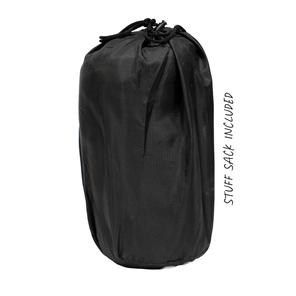 R.E.M. camping pillow packed into its storage bag for easy travel and compact storage