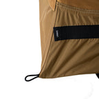 Corner tie out and strap detail on the Summit Sleep System showing lightweight attachment points. D-Loop