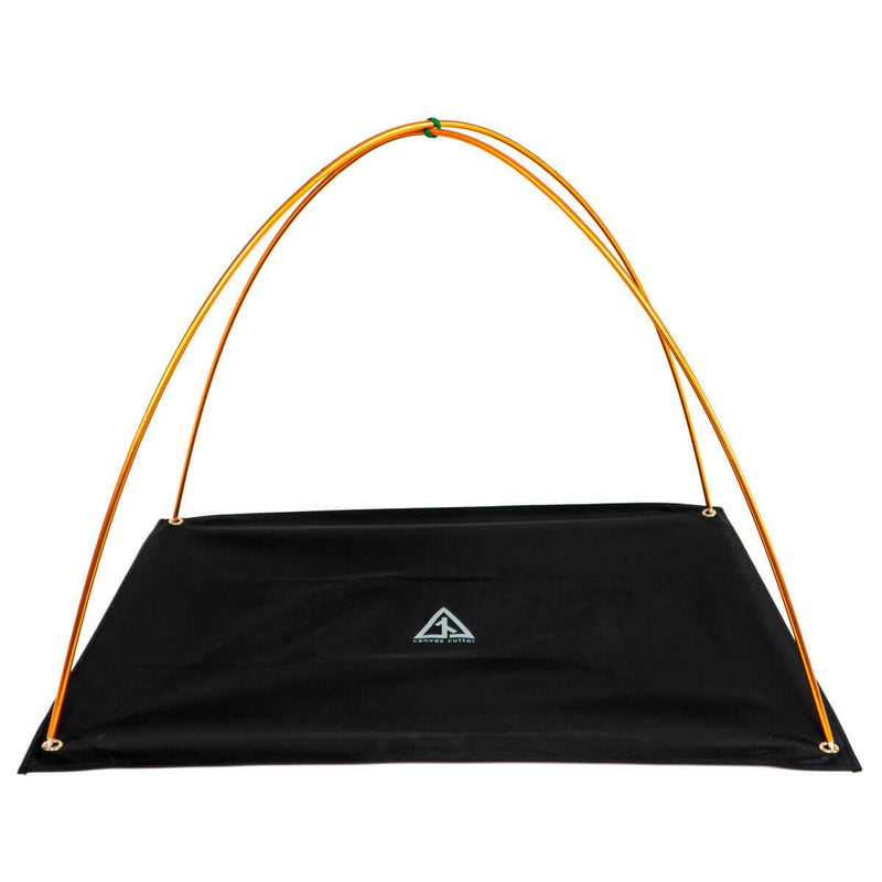 standard pole system assembled showing arched upper canvas support